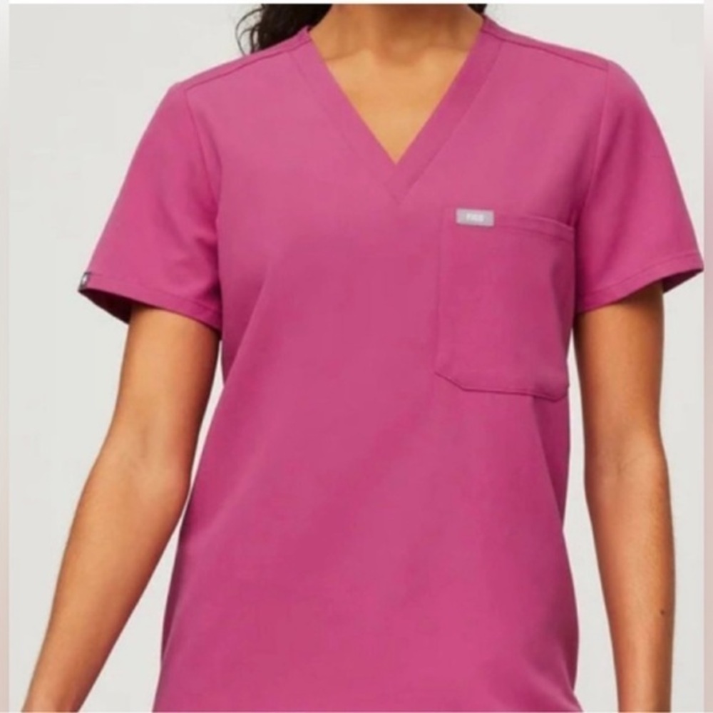 Figs Pink V-Neck Scrub Top
